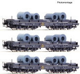 Roco 76002 - H0 - 3-tlg. Set Schwerlastwagen mit Stahlrollen-Ladung, DB, Ep. IV